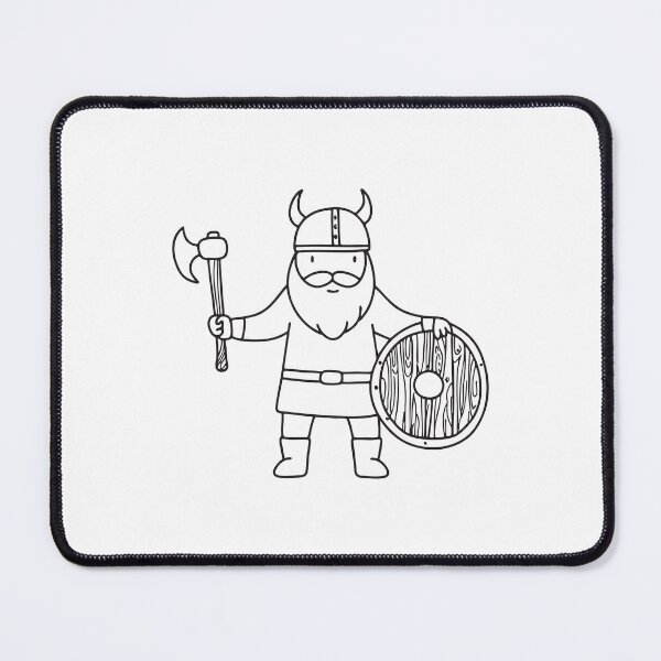 Item preview, An illustration of viking man holding an axe near a wooden shield designed and sold by rasagamastore.