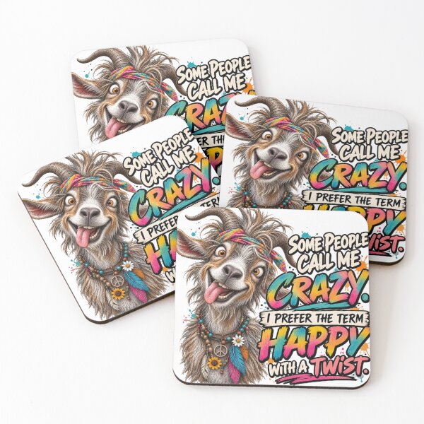 Item preview, Funny Hippie Goat – Some People Call Me Crazy Happy With a Twist designed and sold by HippyRikky.