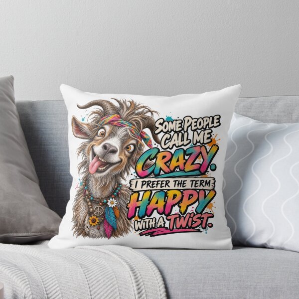 Item preview, Funny Hippie Goat – Some People Call Me Crazy Happy With a Twist designed and sold by HippyRikky.