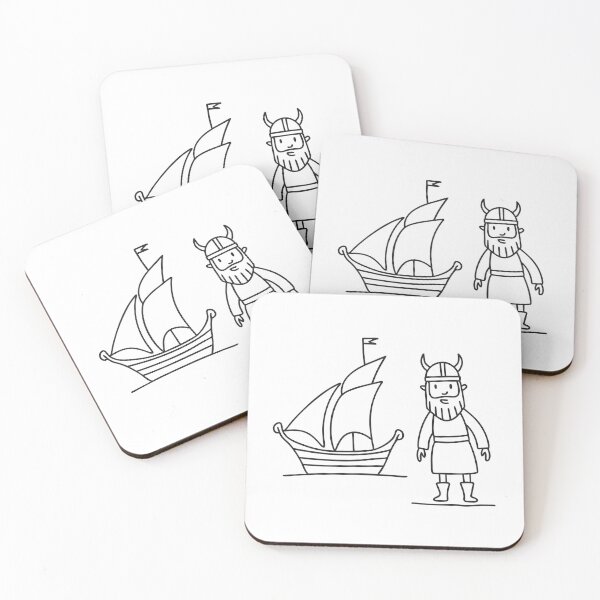 Item preview, An illustration of viking man standing near a sailing ship designed and sold by rasagamastore.