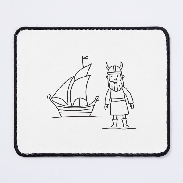 Item preview, An illustration of viking man standing near a sailing ship designed and sold by rasagamastore.