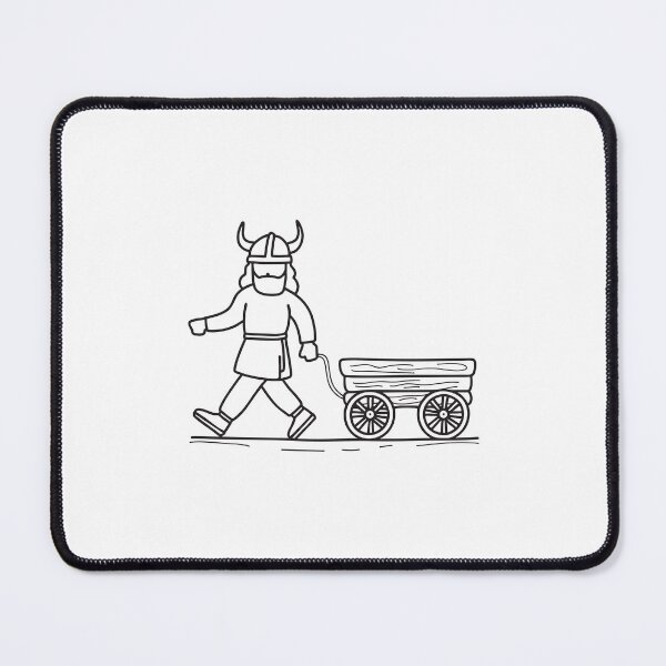 Item preview, An illustration of viking man walking past a wooden cart designed and sold by rasagamastore.