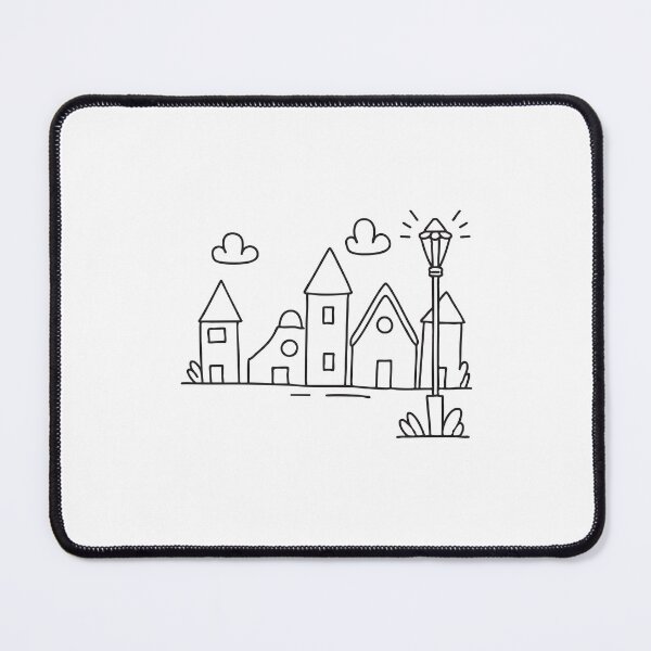 Item preview, An illustration of village with a lantern post in front designed and sold by rasagamastore.