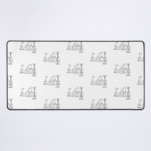 Item preview, An illustration of village with a lantern post in front designed and sold by rasagamastore.
