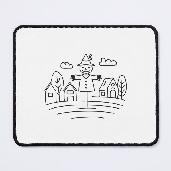 Item preview, An illustration of village with a scarecrow in the field designed and sold by rasagamastore.