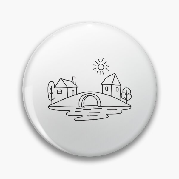 Item preview, An illustration of village with a stone bridge across the river designed and sold by rasagamastore.
