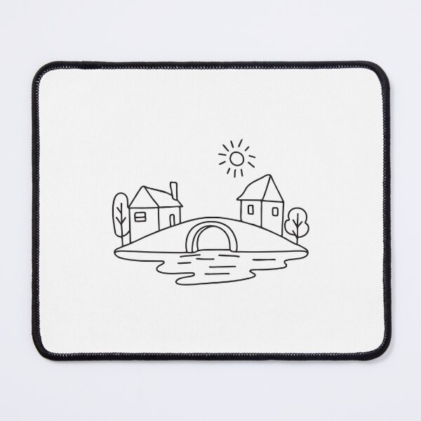 Item preview, An illustration of village with a stone bridge across the river designed and sold by rasagamastore.