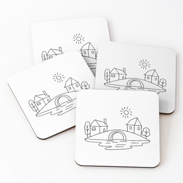 Item preview, An illustration of village with a stone bridge across the river designed and sold by rasagamastore.