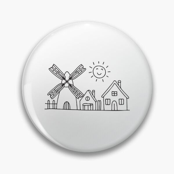 Item preview, An illustration of village with a windmill beside it designed and sold by rasagamastore.