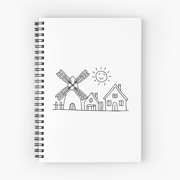 Item preview, An illustration of village with a windmill beside it designed and sold by rasagamastore.