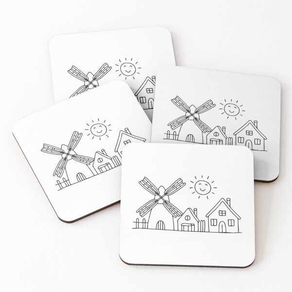 Item preview, An illustration of village with a windmill beside it designed and sold by rasagamastore.