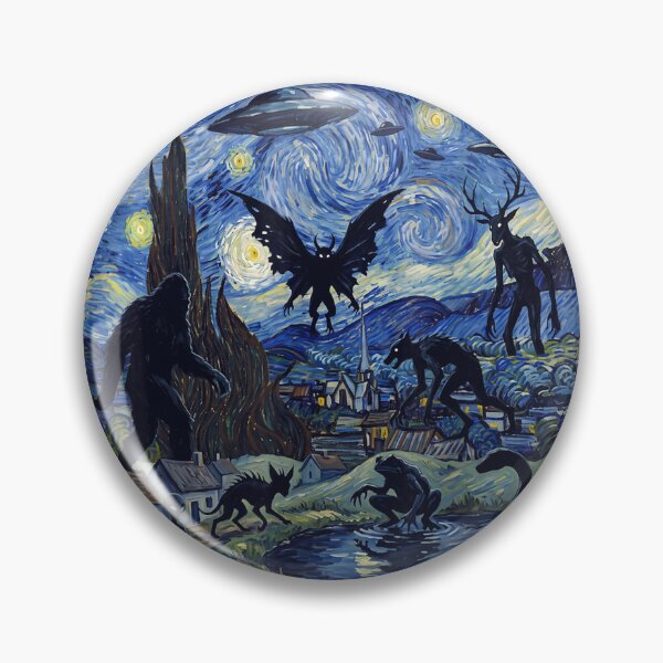 Item preview, The Starry Painting Cryptids Bigfoot Alien Mothman UFO designed and sold by DienesAngele.