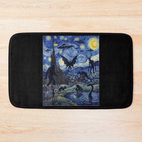 Item preview, The Starry Painting Cryptids Bigfoot Alien Mothman UFO designed and sold by DienesAngele.