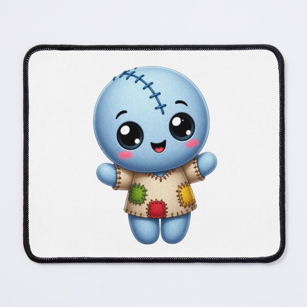 Item preview, Cute Blue Patchwork Rag Doll Kawaii Plushie Sticker designed and sold by FestivityFinds.