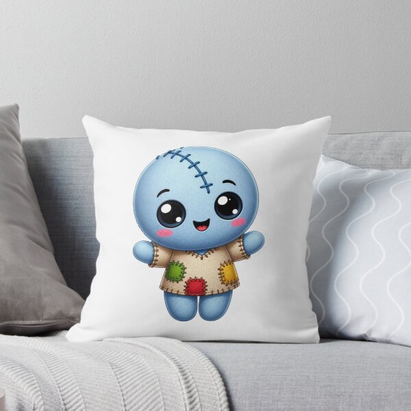 Item preview, Cute Blue Patchwork Rag Doll Kawaii Plushie Sticker designed and sold by FestivityFinds.