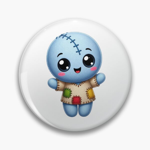 Item preview, Cute Blue Patchwork Rag Doll Kawaii Plushie Sticker designed and sold by FestivityFinds.