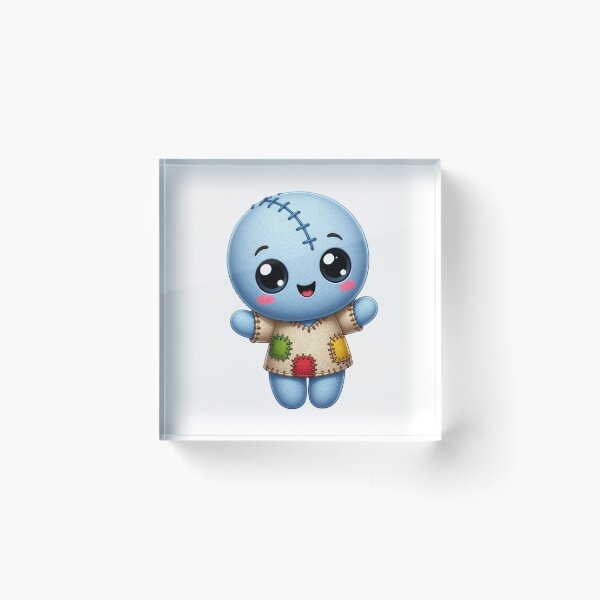 Item preview, Cute Blue Patchwork Rag Doll Kawaii Plushie Sticker designed and sold by FestivityFinds.