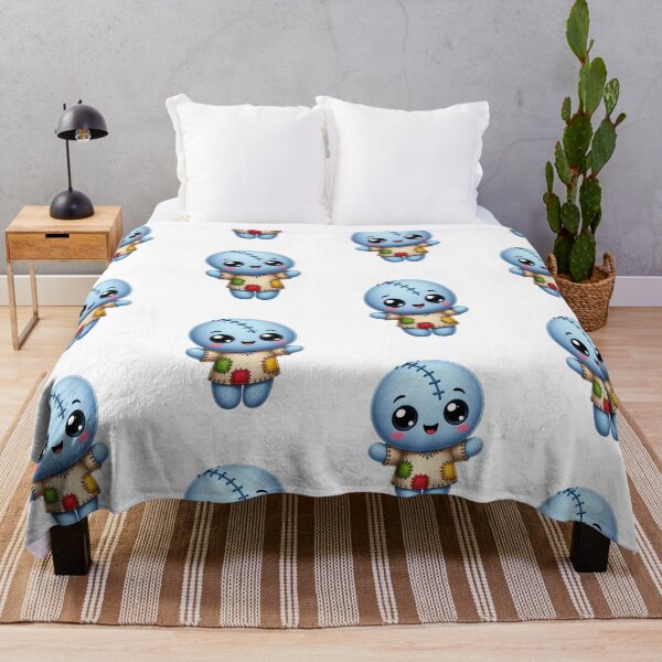 Item preview, Cute Blue Patchwork Rag Doll Kawaii Plushie Sticker designed and sold by FestivityFinds.