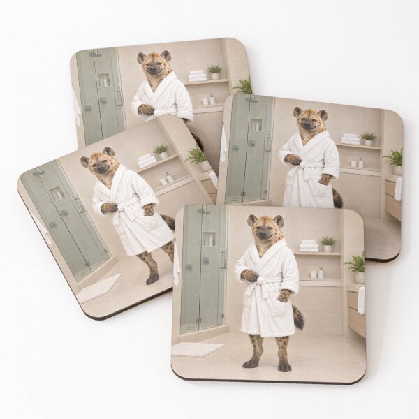 Item preview, Spotted Hyena White Bathrobe designed and sold by Sillytoe.