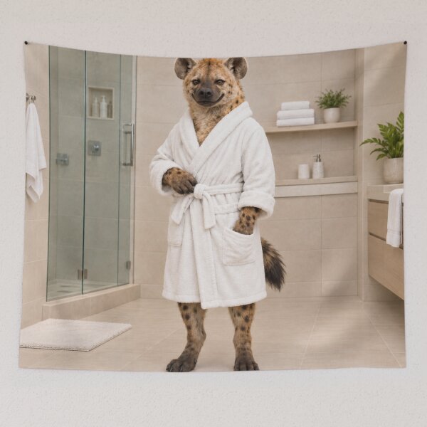 Item preview, Spotted Hyena White Bathrobe designed and sold by Sillytoe.