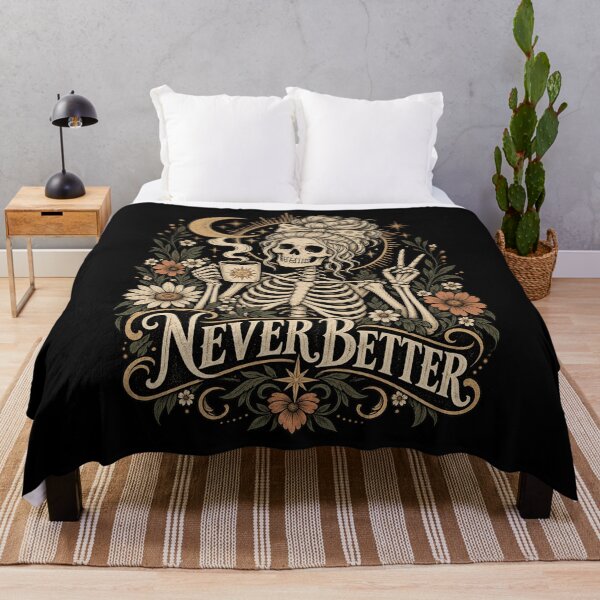 Item preview, Never Better Skeleton Coffee Boho Floral Retro Vintage Design designed and sold by SEINENGAPPI19.