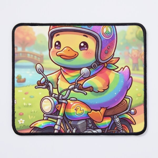 Item preview, Rainbow rubber duck riding a motorbike designed and sold by Creepy Princess Creations.