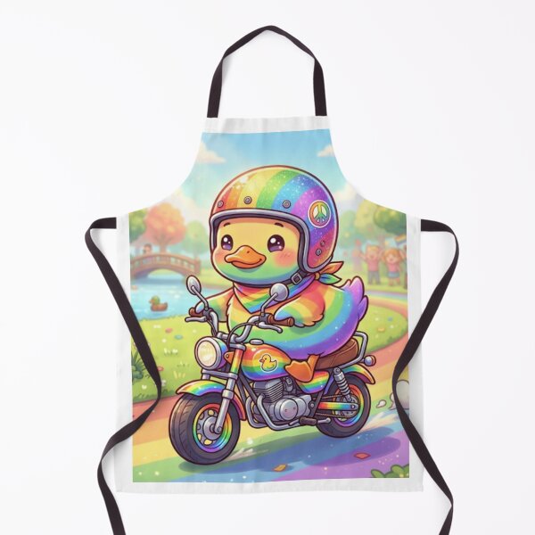Item preview, Rainbow rubber duck riding a motorbike designed and sold by Creepy Princess Creations.