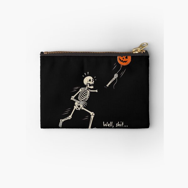 Item preview, Well Shit Skeleton Chasing Pumpkin Balloon Halloween Humor designed and sold by nryum.