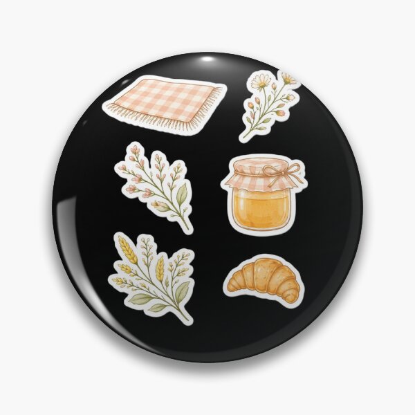 Item preview, Cottagecore Picnic Gingham Honey Croissant Wildflower Sticker Sheet designed and sold by FestivityFinds.