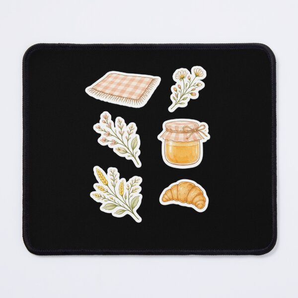 Item preview, Cottagecore Picnic Gingham Honey Croissant Wildflower Sticker Sheet designed and sold by FestivityFinds.