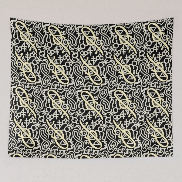 Item preview, Obsidian, Beige, and Moonlight Esoteric Monogram designed and sold by QAF Warlock Patterns.