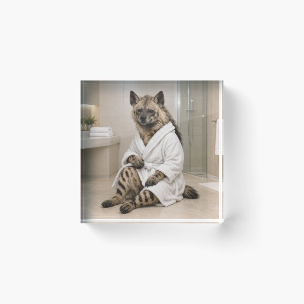 Item preview, Striped Hyena White Bathrobe designed and sold by Sillytoe.