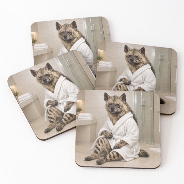 Item preview, Striped Hyena White Bathrobe designed and sold by Sillytoe.