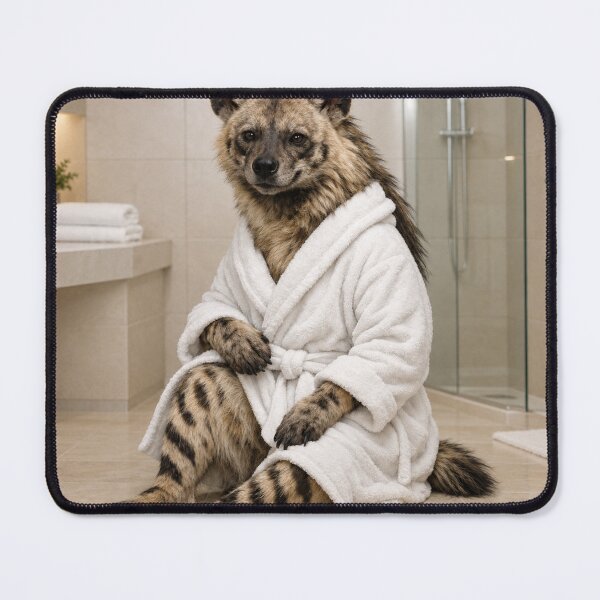 Item preview, Striped Hyena White Bathrobe designed and sold by Sillytoe.