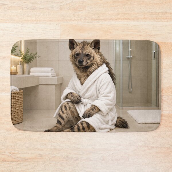 Item preview, Striped Hyena White Bathrobe designed and sold by Sillytoe.