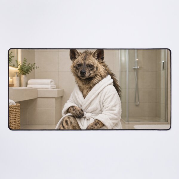 Item preview, Striped Hyena White Bathrobe designed and sold by Sillytoe.