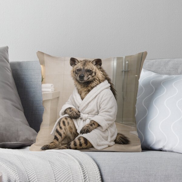 Item preview, Striped Hyena White Bathrobe designed and sold by Sillytoe.