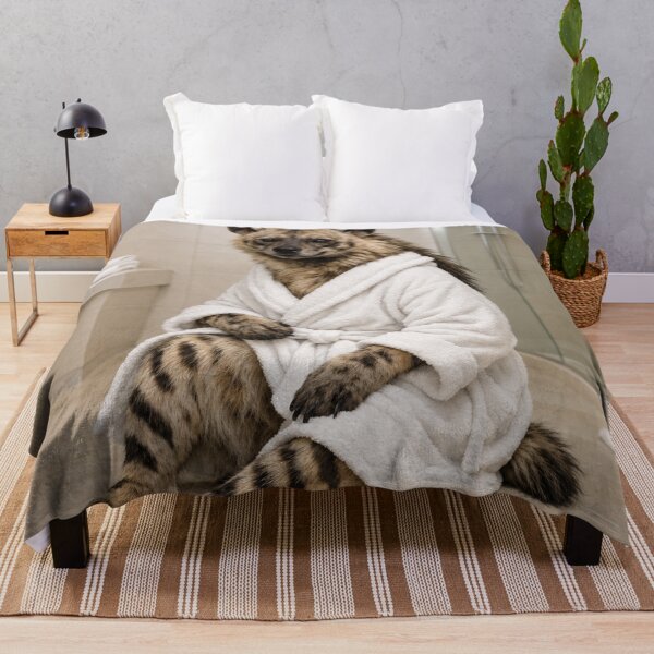Item preview, Striped Hyena White Bathrobe designed and sold by Sillytoe.