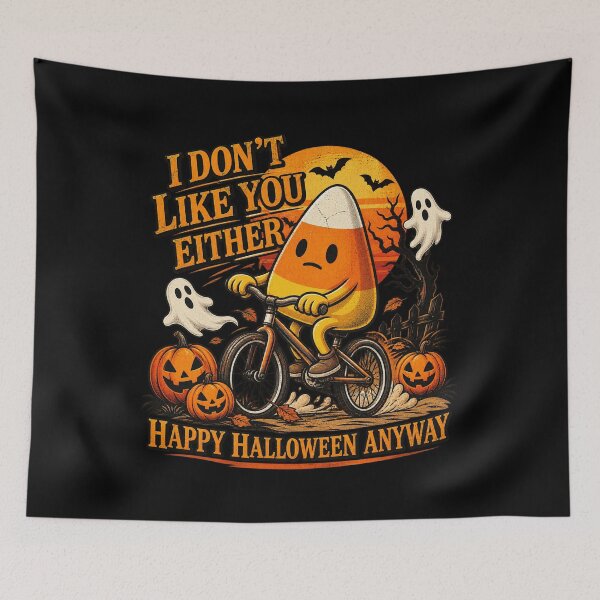 Item preview, Funny Candy Corn Riding Bike I Dont Like You Either Halloween Design designed and sold by SEINENGAPPI19.