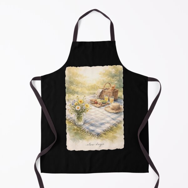 Item preview, Slow Days Cottagecore Picnic Watercolor Poster with Daisy Jar and Blanket Wall Art designed and sold by FestivityFinds.
