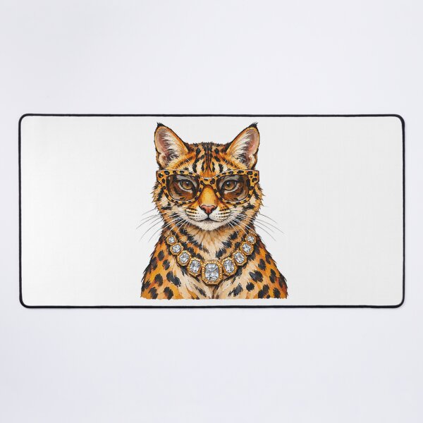 Item preview, Cool Leopard Wearing Sunglasses And Diamond Necklace Oil Painting designed and sold by CozyCubs-Art.