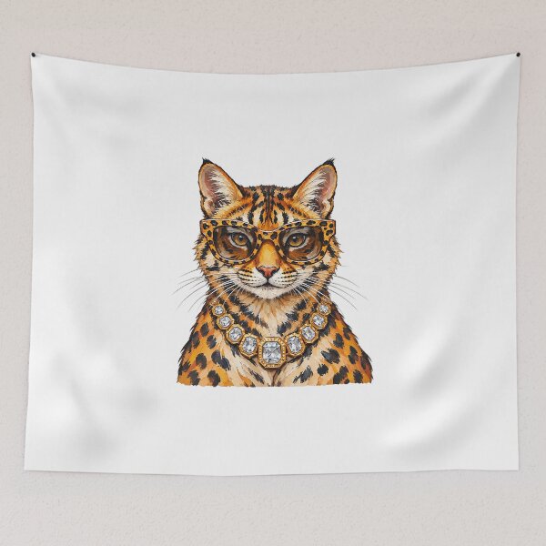 Item preview, Cool Leopard Wearing Sunglasses And Diamond Necklace Oil Painting designed and sold by CozyCubs-Art.