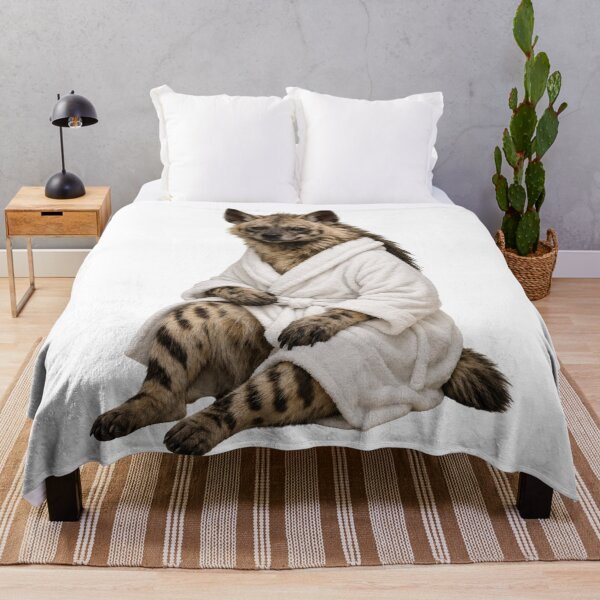 Item preview, Striped Hyena Fluffy Bathrobe designed and sold by Sillytoe.