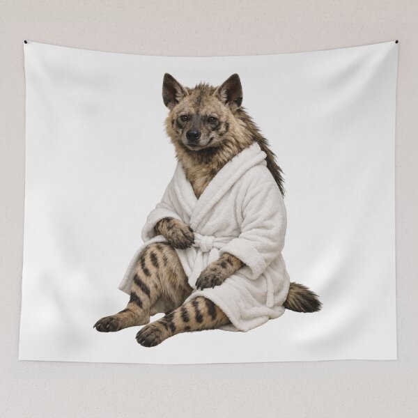 Item preview, Striped Hyena Fluffy Bathrobe designed and sold by Sillytoe.