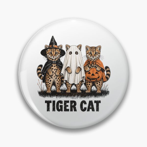 Item preview, Three Tiger Cat Halloween Costumes Witch Ghost Pumpkin Vintage designed and sold by CozyCubs-Art.
