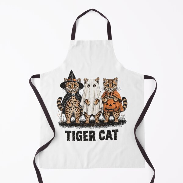 Item preview, Three Tiger Cat Halloween Costumes Witch Ghost Pumpkin Vintage designed and sold by CozyCubs-Art.