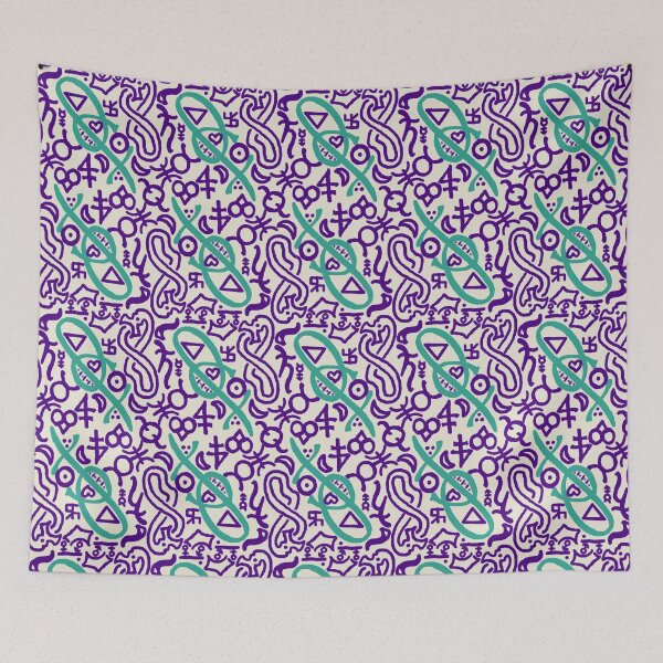 Item preview, Beige, Verdigris, and Aubergine Esoteric Monogram designed and sold by QAF Warlock Patterns.