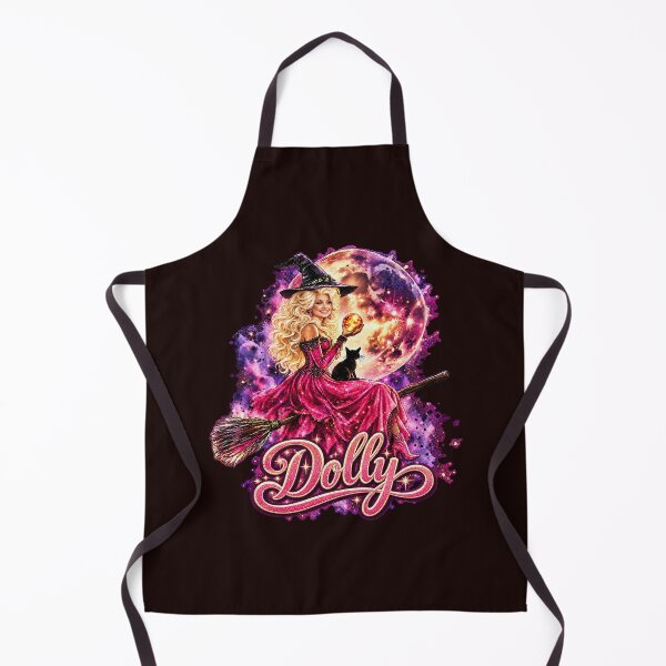 Item preview, Dolly Parton Halloween Witch Riding Broomstick Pink Glitter Graphic designed and sold by CozyCubs-Art.