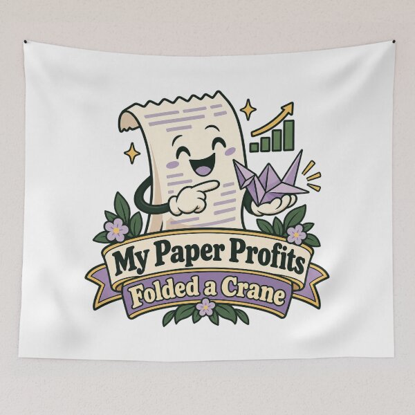 Item preview, Paper Profits Origami Crane Trading Humor Art designed and sold by Bikivuno.