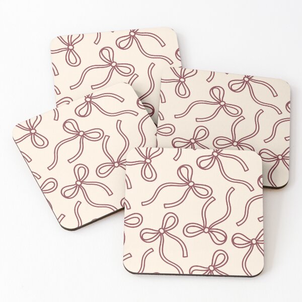 Item preview, Coquette Ribbon Bow Pattern: Minimalist Line Art Bows in Burgundy and Cream designed and sold by Kat Designs Store.